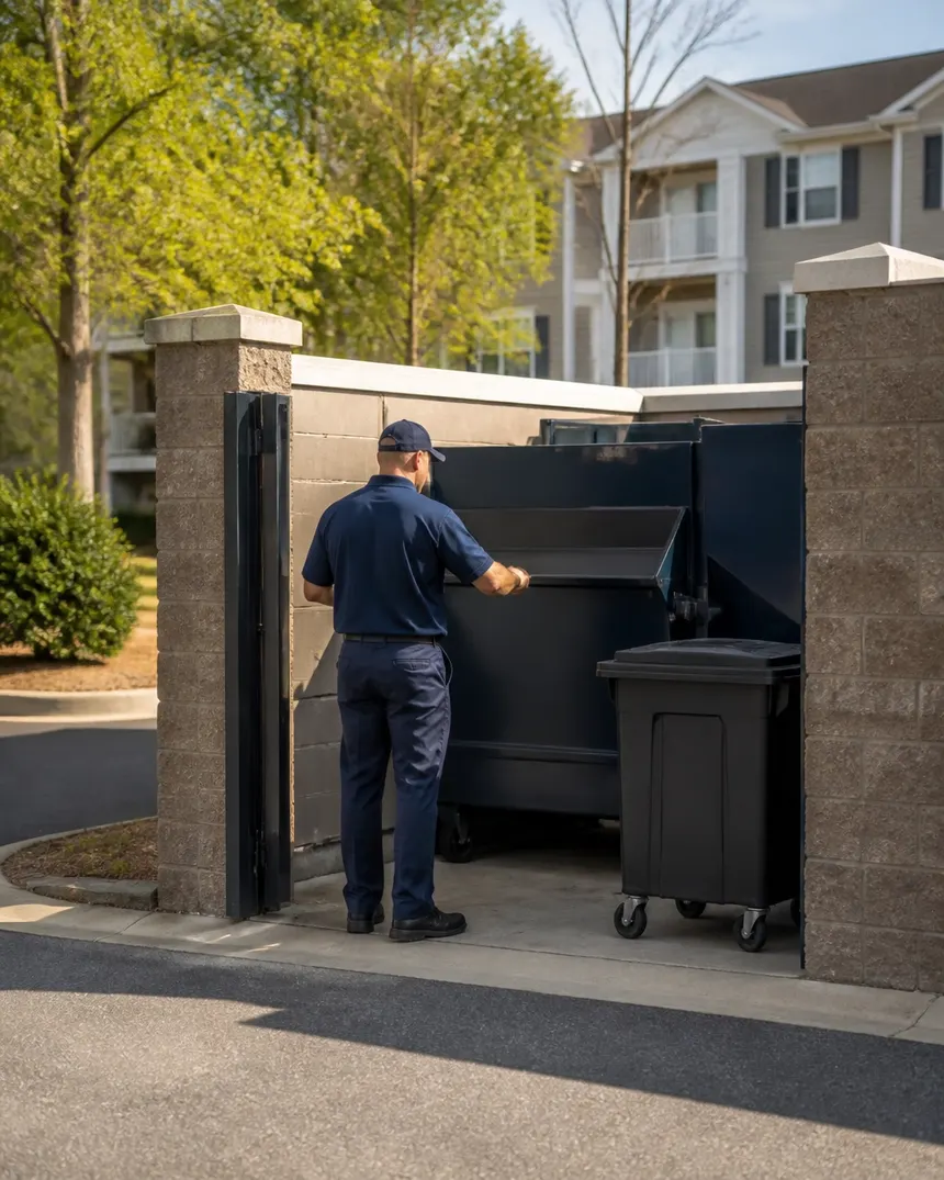 Titan team member handling a community waste collection area